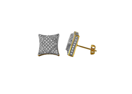 3D Square Micro Pave Kite Stud Earrings